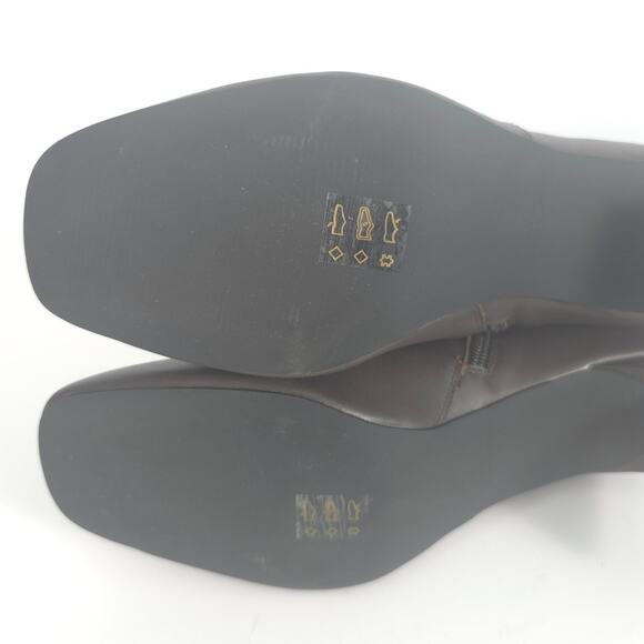 Kurt Geiger Chelsea Square Toe Bootie Brown Leather Ankle Block Heel Size 41 - Picture 12 of 15